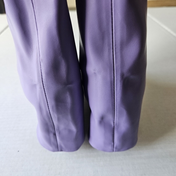 Liliana Lavender Purple Mutto-1 Padlock Detail Wedge Knee High Boot - Picture 8 of 9